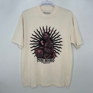 Bueno Peru Negro Julio "Chocolate" Graphic Tee Cream Sz M Afro Peruvian NWOT